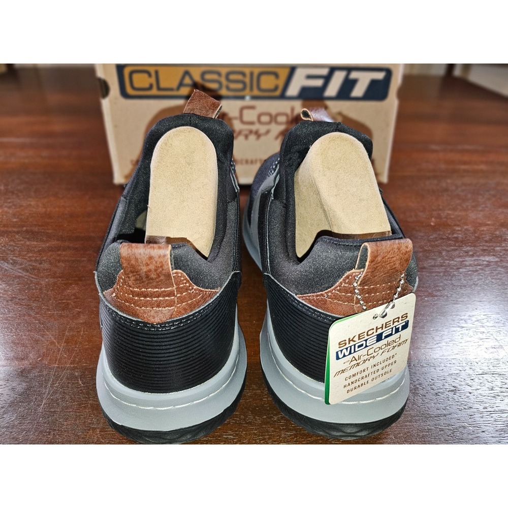 Skechers Men's Classic Fit-Delson-Camden Sneaker 11.5 Wide Black/Grey - Picture 3 of 8